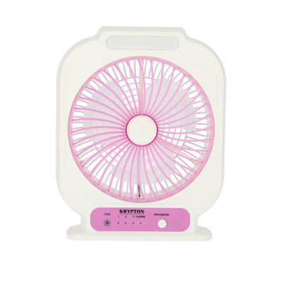 Krypton 8'' Rechargeable Mini Table Fan- Powerful Personal Desk Box Fan | Table Fan for Office, Home (3 Speed) | 2 Years Warranty