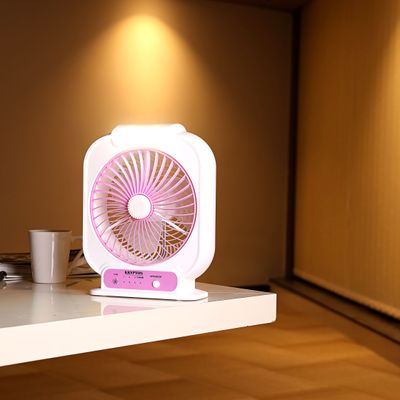 Krypton 8'' Rechargeable Mini Table Fan- Powerful Personal Desk Box Fan | Table Fan for Office, Home (3 Speed) | 2 Years Warranty