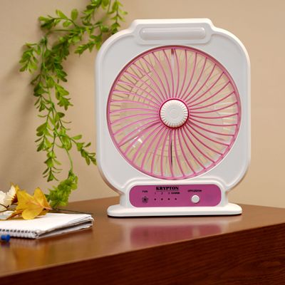 Krypton 8'' Rechargeable Mini Table Fan- Powerful Personal Desk Box Fan | Table Fan for Office, Home (3 Speed) | 2 Years Warranty