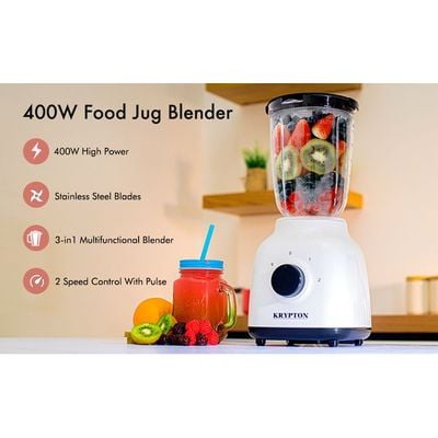 Blender with 1.5L Unbreakable PC Jar, 400W, KNB6211 | 2 Speed with Pulse Function | Stainless Steel Blades Mixer Grinder | Smoothies, Blend, Chop, Grind