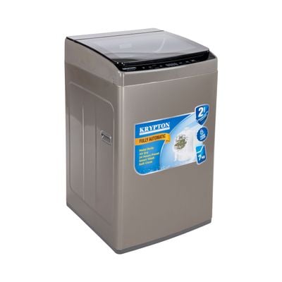 Krypton Fully Automatic Washing Machine 7KG - Plastic Body - Stainless Steel Drum- Tempered Glass Window - Turbo Wash - Gentle Wash | Wash Power: 330W & Spin Power 260W | 2 Years Warranty