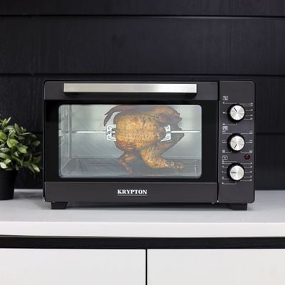 Krypton 30L Electric Oven - 1600W Electric Oven with Rotisserie functions | Grill Function, 60 Minute Timer, Auto Shut Off with Signal Bell & Inside Lamp | Multiple Control Knobs 