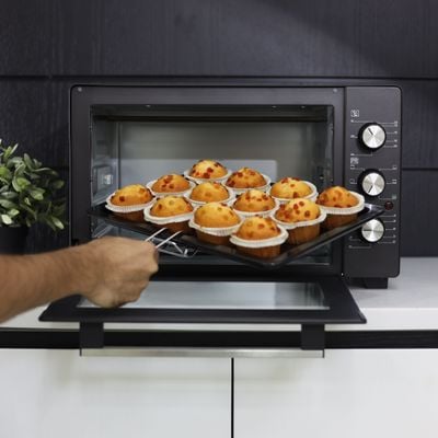 Krypton 30L Electric Oven - 1600W Electric Oven with Rotisserie functions | Grill Function, 60 Minute Timer, Auto Shut Off with Signal Bell & Inside Lamp | Multiple Control Knobs 