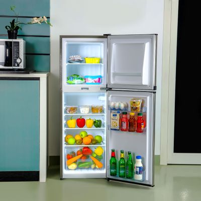 Krypton Double Door Defrost Refrigerator- KNRF220T| Quick Cooling, Larger Storage Space and Vegetable Box, Perfect for Family of 4 to 5 Members| Includes a Lock and Key| Silver, 2 Year Warranty