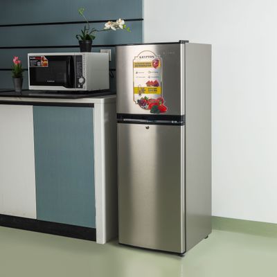 Krypton Double Door Defrost Refrigerator- KNRF220T| Quick Cooling, Larger Storage Space and Vegetable Box, Perfect for Family of 4 to 5 Members| Includes a Lock and Key| Silver, 2 Year Warranty