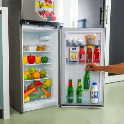 Krypton Double Door Defrost Refrigerator- KNRF220T| Quick Cooling, Larger Storage Space and Vegetable Box, Perfect for Family of 4 to 5 Members| Includes a Lock and Key| Silver, 2 Year Warranty