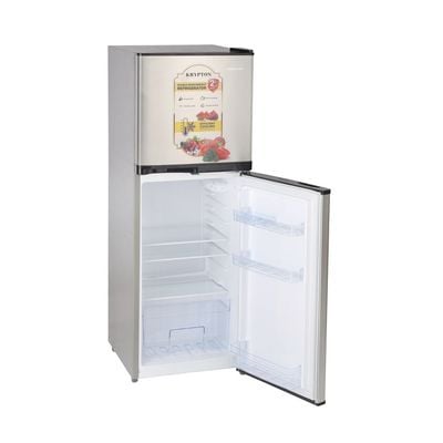 Krypton Double Door Defrost Refrigerator- KNRF220T| Quick Cooling, Larger Storage Space and Vegetable Box, Perfect for Family of 4 to 5 Members| Includes a Lock and Key| Silver, 2 Year Warranty