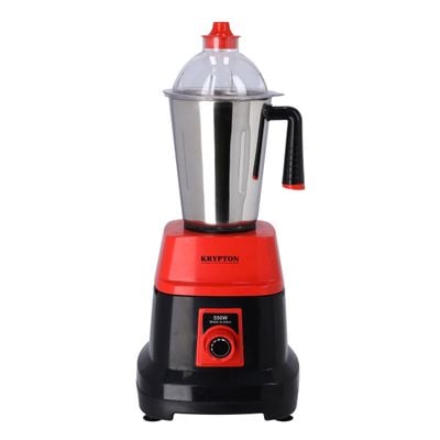 Krypton 3-IN-1 Mixer Grinder- KNB6192| 550W Powerful Copper Motor with Stainless Steel Jars and Blades and Unbreakable Lids| Ergonomic Design with Motor Overload Protector| 3 Jars, 3 Speed Setting for Efficient Grinding| Black and Red, 2 Years Warranty