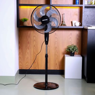 Krypton KNF6274 16 inch Stand Fan - 3 Speed | 6 Leaf Blade | with Safety Grill | Adjustable Height | Tilt Setting with 75 Degree Wide Oscillation| Ideal for Office, Home, Hospital & More | 2 Years Warranty