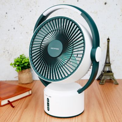 Krypton 9'' Rechargeable Table Fan - 3 Speed Personal Portable Fan with 12Pcs Bright LED Light with Dimmable - Quiet Electric Ideal for Office, Home and Travel Use | 2 Year Warranty