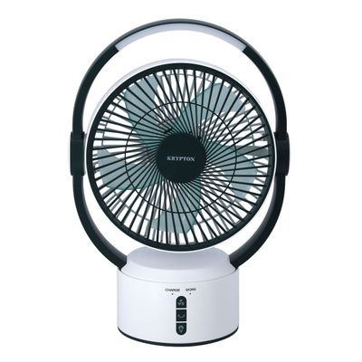 Krypton 9'' Rechargeable Table Fan - 3 Speed Personal Portable Fan with 12Pcs Bright LED Light with Dimmable - Quiet Electric Ideal for Office, Home and Travel Use | 2 Year Warranty