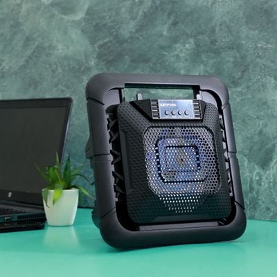 Krypton Rechargeable Portable Speaker - Comfortable Handle | USB, FM, Mic, Bluetooth & Remote | LED Disco Light, 1800 Mah Battery | Party Speaker | Ideal for Indoor & Outdoors