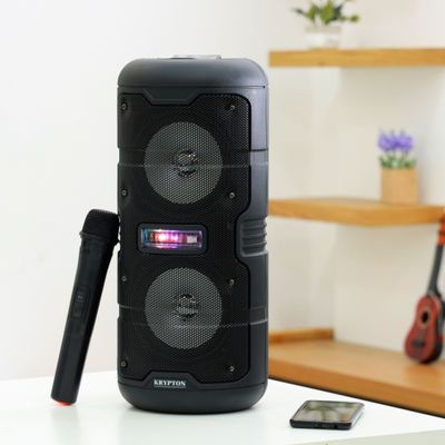 Portable Rechargeable Speaker with Mic and Remote, KNMS5397 | BT/ TF/ USB/ FM/ Micro SD & Aux Inputs | Karaoke Speaker with LED Display | 3.7V 1500mAh Battery | LED Display