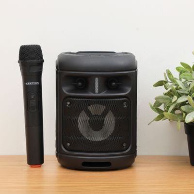 Portable Rechargeable Speaker with Wireless Mic | KNMS5392 | BT/TF/USB/FM/AUX/SD card Inputs - Karaoke Speaker | Bluetooth 4.2 | 2 Years Warranty