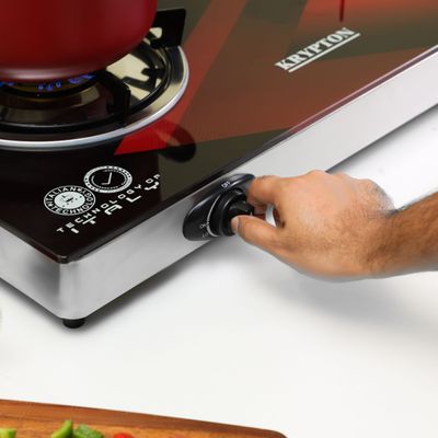 Gas Cooker, Auto Ignition, Tempered Glass Panel, KNGC6270 | Brass Bruner Cap | Stainless Steel Frame and Tray | Electroplate Iron Inlet Pipe | 720 X 380 X 7mm Panel