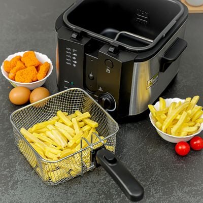 Deep Fryer, 1600W Power, KNDF6347 - 130-190 Degree Celsius Adjustable Time & Temperature ,2 L Detachable Inner Pot, Dishwasher Safe Lid