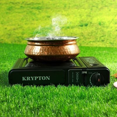 Portable Gas Stove, Adjustable Thermostat, KNGC6338 | Double Sealed Valve & Electronic Ignition | Over Pressure Protection | Convenient for Outdoor Camping Cooking