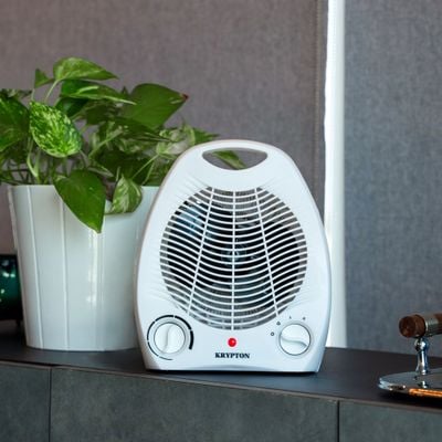 Fan Heater with 2 Heating Powers, KNFH6360 | Cool/ Warm/ Hot Wind Selection | Adjustable Thermostat | Overheat Protection | Power Light Indicator | Carry Handle