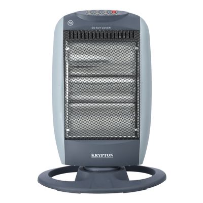 Krypton Halogen Heater- KNHH6366/ High Performance with 3 Heating Power and Safety Tip-Over Switch/ Perfect for Home and Office Use, Portable with a Carry Handle/ Grey, 2 Years Warranty