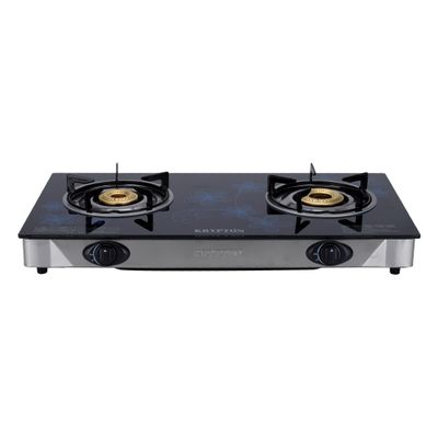 Stainless Steel Gas Cooker, Enamelled Pan Support, KNGC6348 | Two Burner | Auto Ignition System | Cast Iron Burners | Tempered Glass | Save 60% Gas