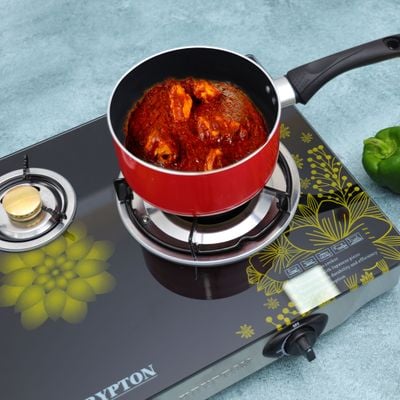 Gas Cooker, Enamelled Pan Support, KNGC6349 | Three Burner | Automatic Ignition System | Saves 60% Gas | Cast Iron Burners | Tempered Glass