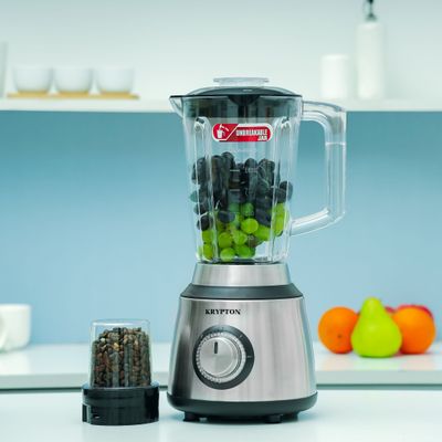 Stainless Steel 2-in-1 Blender, 1.5L PC Jar, KNB6389 | 2 Speed with Pulse Function | Stainless Steel Blades Mixer Grinder | Smoothies, Blend, Chop, Grind