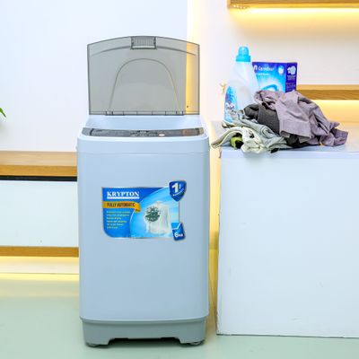 Krypton Fully Automatic Washing Machine- KNFWM6294/ 6.0 kg, Top-Loading and One-Click Intelligence/ Equipped with Diamond Inner Cylinder and Hand-Twist Wash Feature/ Perfect for Home, Apartment, etc./ White, 1 Year Warranty 