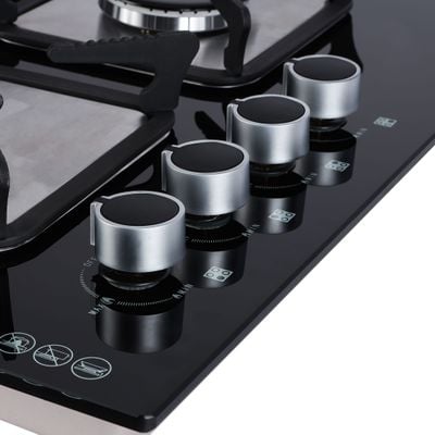 Krypton 2-IN-1 Built In Gas Hob- KNGC6423| Gas Stove with Sabaf Burners, Low Gas Consumption and Improved Gas Flow for Efficient Heating| Pulse Ignition System | Black, 2 Years Warranty