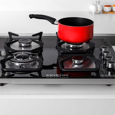 Krypton 2-IN-1 Built In Gas Hob- KNGC6423| Gas Stove with Sabaf Burners, Low Gas Consumption and Improved Gas Flow for Efficient Heating| Pulse Ignition System | Black, 2 Years Warranty