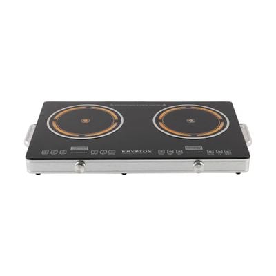 Krypton Digital Infrared Cooker- KNIC6428| Double Cooking Hob, 3000-Watt (1800+1200) Infrared Burners With Adjustable Temperature And Wattage, Energy Saving| Touch and Knob Control, Multi Functions Include Hot Pot, BBQ, Low Fire, Soup, Steam, Water And Cooking| Black, 2 Years Warranty