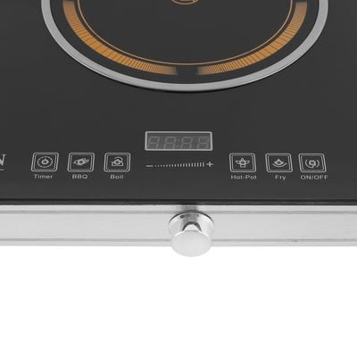 Krypton Digital Infrared Cooker- KNIC6428| Double Cooking Hob, 3000-Watt (1800+1200) Infrared Burners With Adjustable Temperature And Wattage, Energy Saving| Touch and Knob Control, Multi Functions Include Hot Pot, BBQ, Low Fire, Soup, Steam, Water And Cooking| Black, 2 Years Warranty