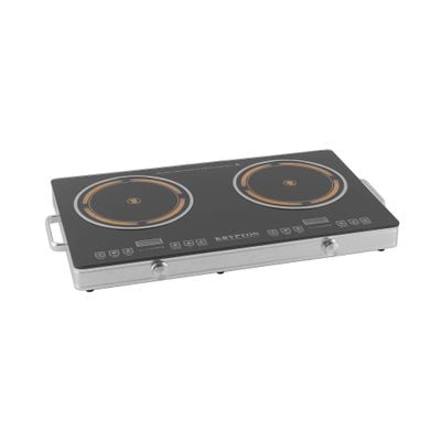 Krypton Digital Infrared Cooker- KNIC6428| Double Cooking Hob, 3000-Watt (1800+1200) Infrared Burners With Adjustable Temperature And Wattage, Energy Saving| Touch and Knob Control, Multi Functions Include Hot Pot, BBQ, Low Fire, Soup, Steam, Water And Cooking| Black, 2 Years Warranty