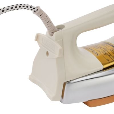 Krypton Automatic Dry  Iron- KNDI5218| Iron Box with Temperature Settings Dial and Auto Shut Off Function| Super Deluxe Heavy Weight Iron Box, Suitable for All Kinds of Fabric| Equipped with Teflon Coating| 2 Years Warranty, White and Golden