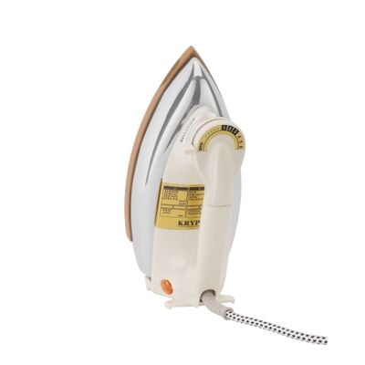 Krypton Automatic Dry  Iron- KNDI5218| Iron Box with Temperature Settings Dial and Auto Shut Off Function| Super Deluxe Heavy Weight Iron Box, Suitable for All Kinds of Fabric| Equipped with Teflon Coating| 2 Years Warranty, White and Golden