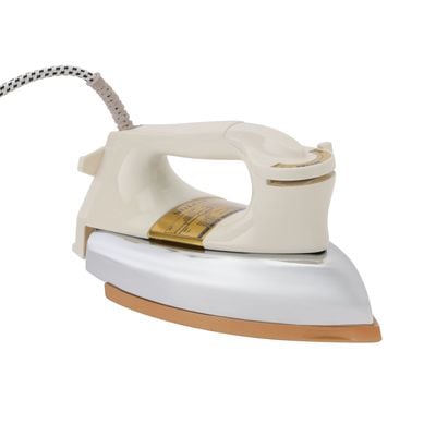 Krypton Automatic Dry  Iron- KNDI5218| Iron Box with Temperature Settings Dial and Auto Shut Off Function| Super Deluxe Heavy Weight Iron Box, Suitable for All Kinds of Fabric| Equipped with Teflon Coating| 2 Years Warranty, White and Golden