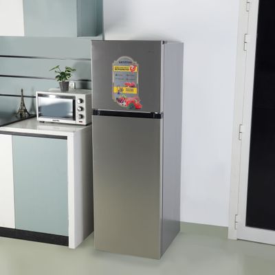 Krypton No-Frost Double Door Refrigerator- KNRF320| Quick Cooling and Low Voltage Operation| Equipped with Glass Shelves, Large Vegetable Box and Anti-Bacterial Gaskets| Suitable for Family with 4 to 5 Members| Silver, 1-Year Warranty