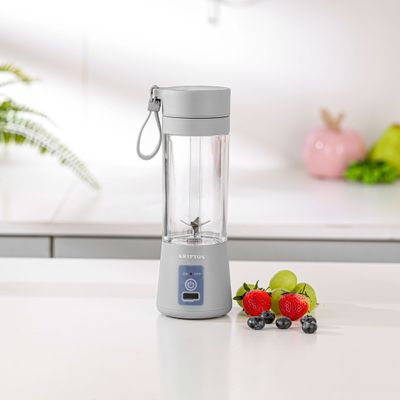 Krypton 330 ML Rechargeable Portable Juicer- KNB6448| Powerful 50W Motor with Safety Protection Switch| Perfect for Juices, Smoothies, Milkshakes| Grey, 2 Years Warranty 