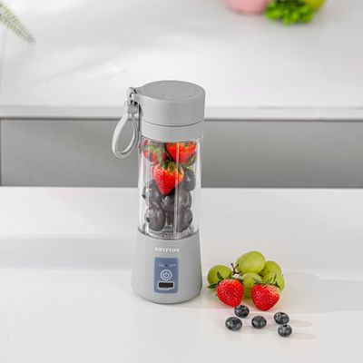 Krypton 330 ML Rechargeable Portable Juicer- KNB6448| Powerful 50W Motor with Safety Protection Switch| Perfect for Juices, Smoothies, Milkshakes| Grey, 2 Years Warranty 