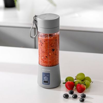 Krypton 330 ML Rechargeable Portable Juicer- KNB6448| Powerful 50W Motor with Safety Protection Switch| Perfect for Juices, Smoothies, Milkshakes| Grey, 2 Years Warranty 