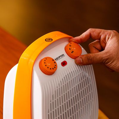 Krypton Fan Heater- KNFH1736| High Performance Fan with 3 Modes, Adjustable Thermostat and Instant Heating| Overheat Protection and Power Indicator Light| Perfect for Heating Homes, Offices, Small Living Spaces, Etc.| 2 Years Warranty, White