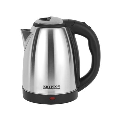 Krypton 1.8 L Stainless Steel Electric Kettle- KNK5465| 1500W, 360-Degree Rotation Base with Automatic Power-Off| Perfect for Boiling Water, Milk, Tea| Overheat Protection, Dry Boil Protection| Black and silver, 2 Years Warranty