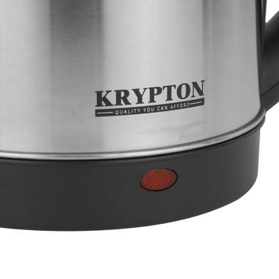 Krypton 1.8 L Stainless Steel Electric Kettle- KNK5465| 1500W, 360-Degree Rotation Base with Automatic Power-Off| Perfect for Boiling Water, Milk, Tea| Overheat Protection, Dry Boil Protection| Black and silver, 2 Years Warranty