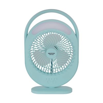 Krypton Rechargeable Mini Fan- KNF5464/ LED Light with Long Working Hours and 3 Wind Speed/ Powerful and Efficient Cooling, High Performance 2400mAh Lithium Battery, Perfect for Home, Office, Study Room, etc./ 2 Years Warranty, Blue 