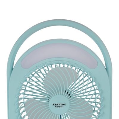 Krypton Rechargeable Mini Fan- KNF5464/ LED Light with Long Working Hours and 3 Wind Speed/ Powerful and Efficient Cooling, High Performance 2400mAh Lithium Battery, Perfect for Home, Office, Study Room, etc./ 2 Years Warranty, Blue 