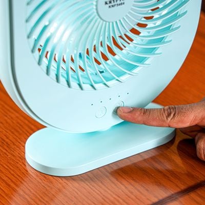 Krypton Rechargeable Mini Fan- KNF5464/ LED Light with Long Working Hours and 3 Wind Speed/ Powerful and Efficient Cooling, High Performance 2400mAh Lithium Battery, Perfect for Home, Office, Study Room, etc./ 2 Years Warranty, Blue 