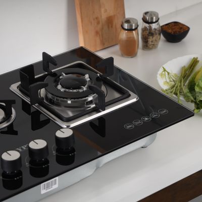 Krypton 2-IN-1 Built-In Gas Hob- KNGC6433/ Tempered Glass Top, Stove with Sabaf Burners, Low Consumption and Improved Flow for Efficient Heating/ Pulse Ignition System, Perfect for Residential Use, Apartment / Black, 2 Years Warranty
