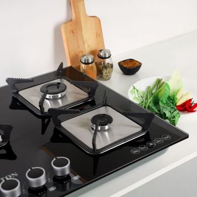 Krypton 2-IN-1 Built-In Gas Hob- KNGC6434/ 5 Burners, Tempered Glass Top, Stove with Sabaf Burner, Low Consumption and Improved Flow for Efficient Heating/ Pulse Ignition System, Perfect for Residential Use, Apartment / Black, 2 Years Warranty