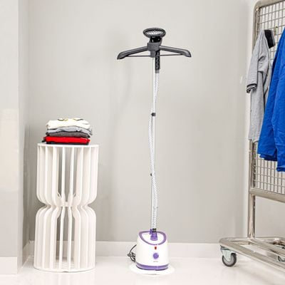 Krypton Garment Steamer- KNGS6441/ 1.7 liter Water Tank Capacity with Side Water Outlet for Easy Maintenance/ Suitable for All Kinds of Fabric, Synthetic, Natural, Dense, Softens, Straightens and Removes Wrinkles with Ease/ 60 min Continuous Working, Powerful Steam, 2000 w/ White, 2 Years Warranty