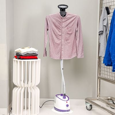 Krypton Garment Steamer- KNGS6441/ 1.7 liter Water Tank Capacity with Side Water Outlet for Easy Maintenance/ Suitable for All Kinds of Fabric, Synthetic, Natural, Dense, Softens, Straightens and Removes Wrinkles with Ease/ 60 min Continuous Working, Powerful Steam, 2000 w/ White, 2 Years Warranty