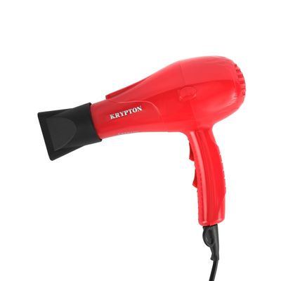 Krypton 1500 W Hair Dryer- KNH6560/ High Speed, Quiet Sound 2 Speed and 3 Heat Settings/ with Turbo Motor for Quick Drying, Perfect for Salon and at Home Styling/ 2 Years Warranty, Red